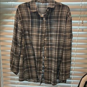 Source Unknown Black and White Plaid Button Down Shirt